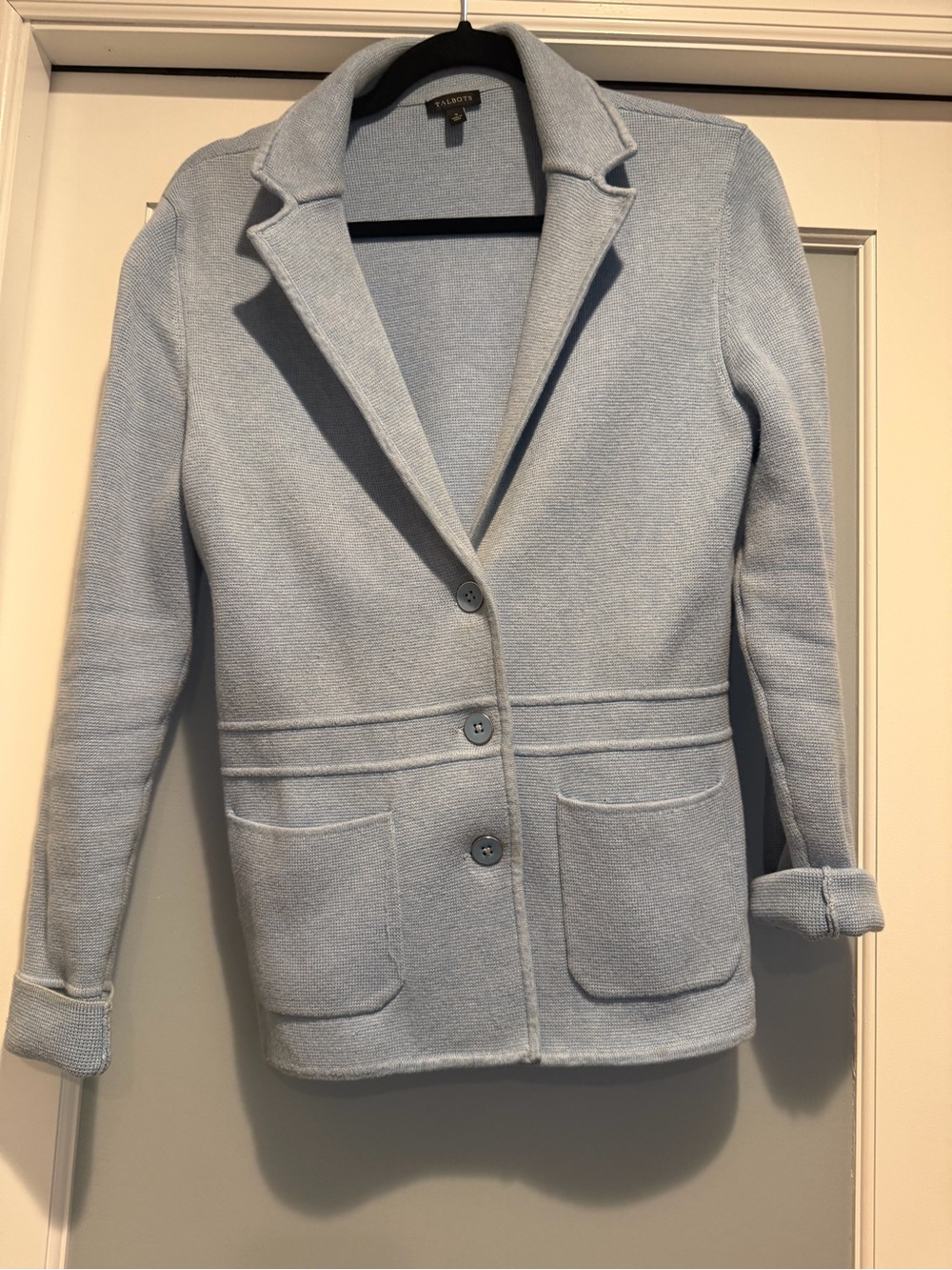 Talbots Pale Blue Knit Blazer Jacket size S